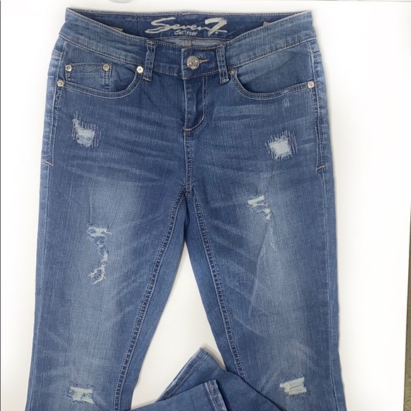 Seven7 Slim Straight distress jeans 4 - Picture 4 of 7